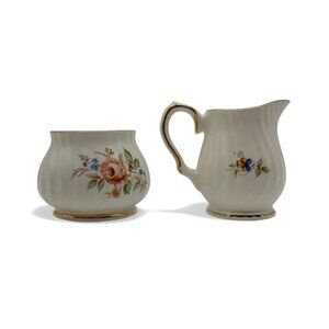 SADLER WINDSOR Fine Porcelain Floral Creamer & Sugar Bowl Set Vintage